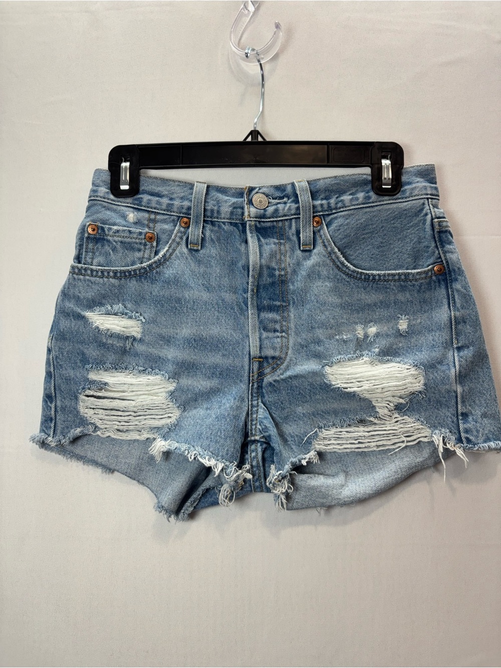 Levi's Light Wash Distressed Denim Cutoff Shorts